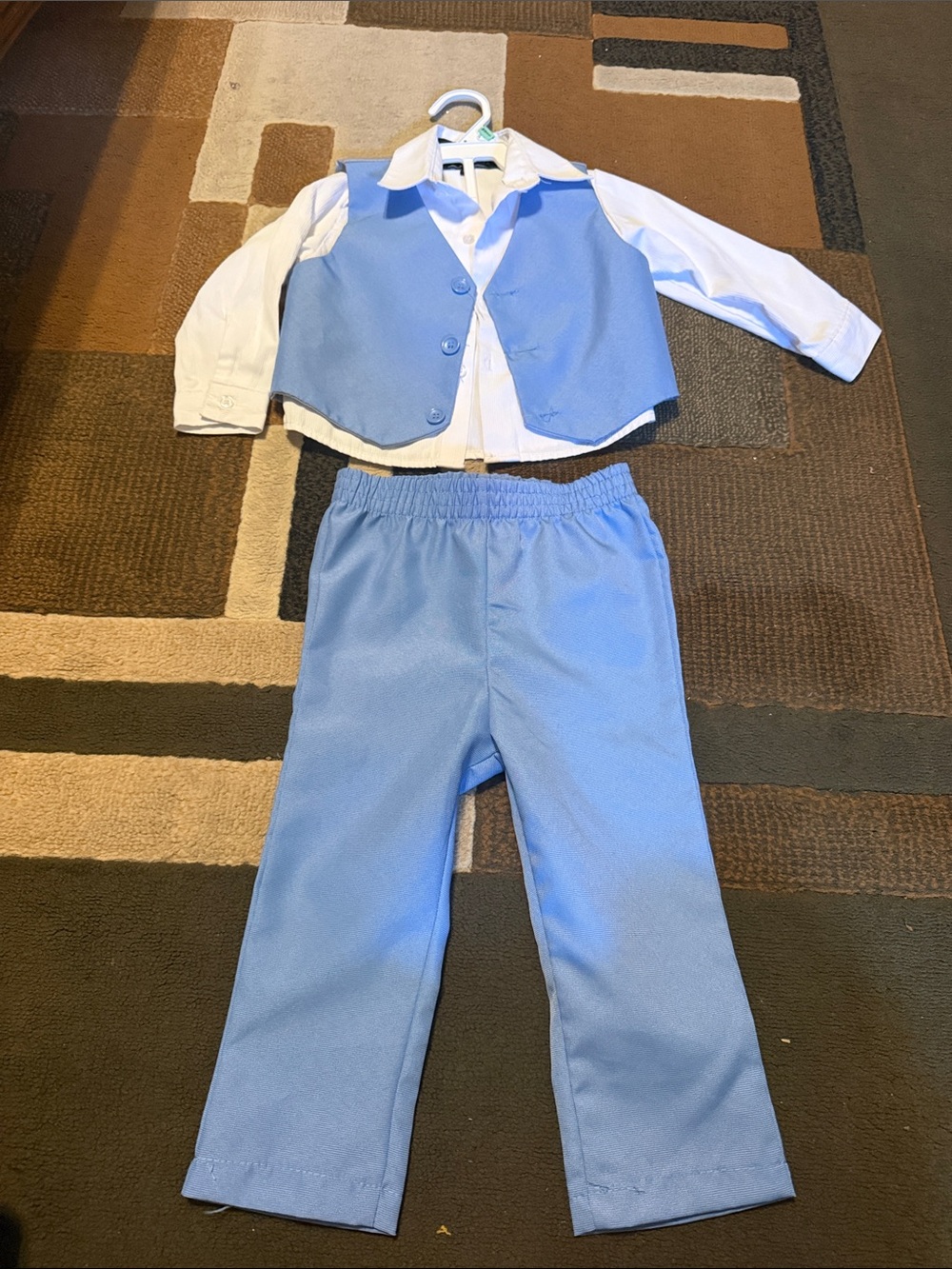 Andrew Fezza Light Blue Vest & Pants Set with White Shirt